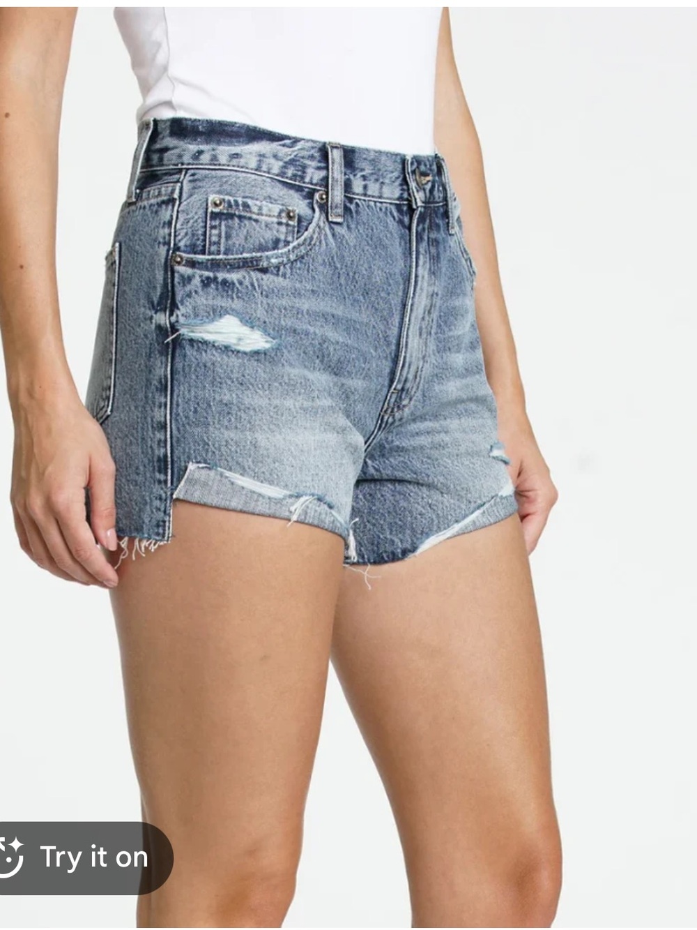 Pistola Revolve Kylie Light Wash Distressed High-Rise Jean Shorts